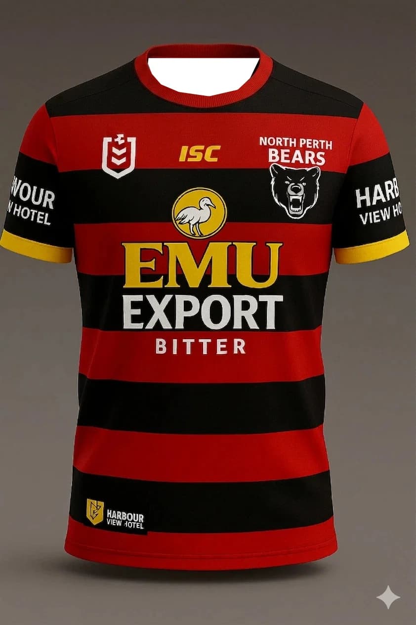 2026-27 New North Perth Bears ISC NRL Jersey Y2K Family Matching Star Chasing T-shirt Suitable for Daily and Training Wear