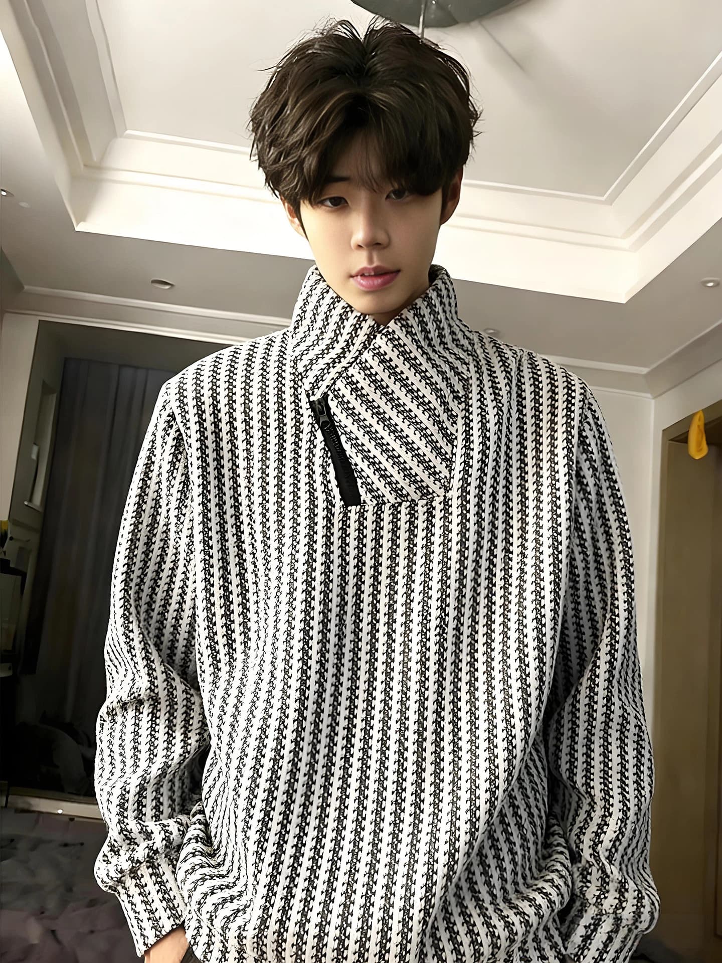 American Style Fleece Lined Hoodie Men's Long Sleeve Stand Collar Jacket Autumn Winter Heavy Duty Zipper Casual Inner Wear