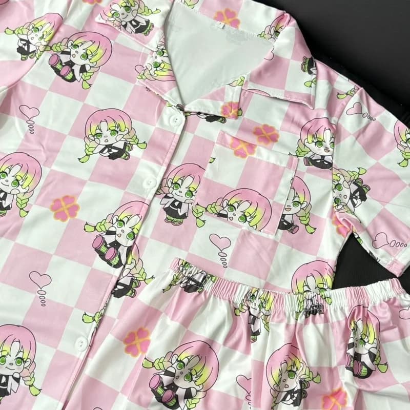 Demon Slayer Sleepwear Cardigan Short Sleeve Short Pants Home Clothes Thin Summer Season Comfortable Soft Material Home Style