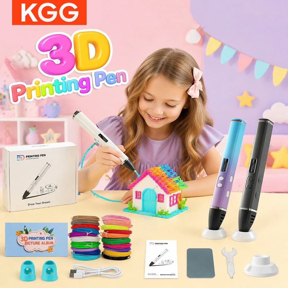 3D Printing Pen Adjustable Temp Fast Extrude OLED Screen 3D Drawing Pen with PLA Filament Kids DIY Holiday Birthday Gift