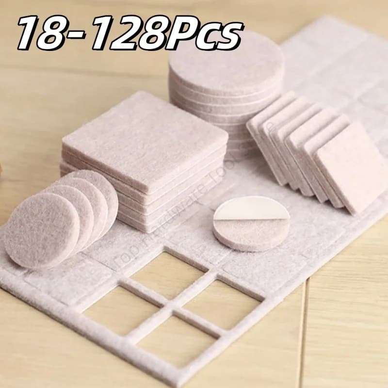 Protezioni per Gambe di Sedie in Feltro Spessore 5mm, 18-128 Pezzi, Tappetini Antigraffio per Pavimenti, Antiscivolo, Autoadesivi, Accessori Fai-da-Te per Mobili