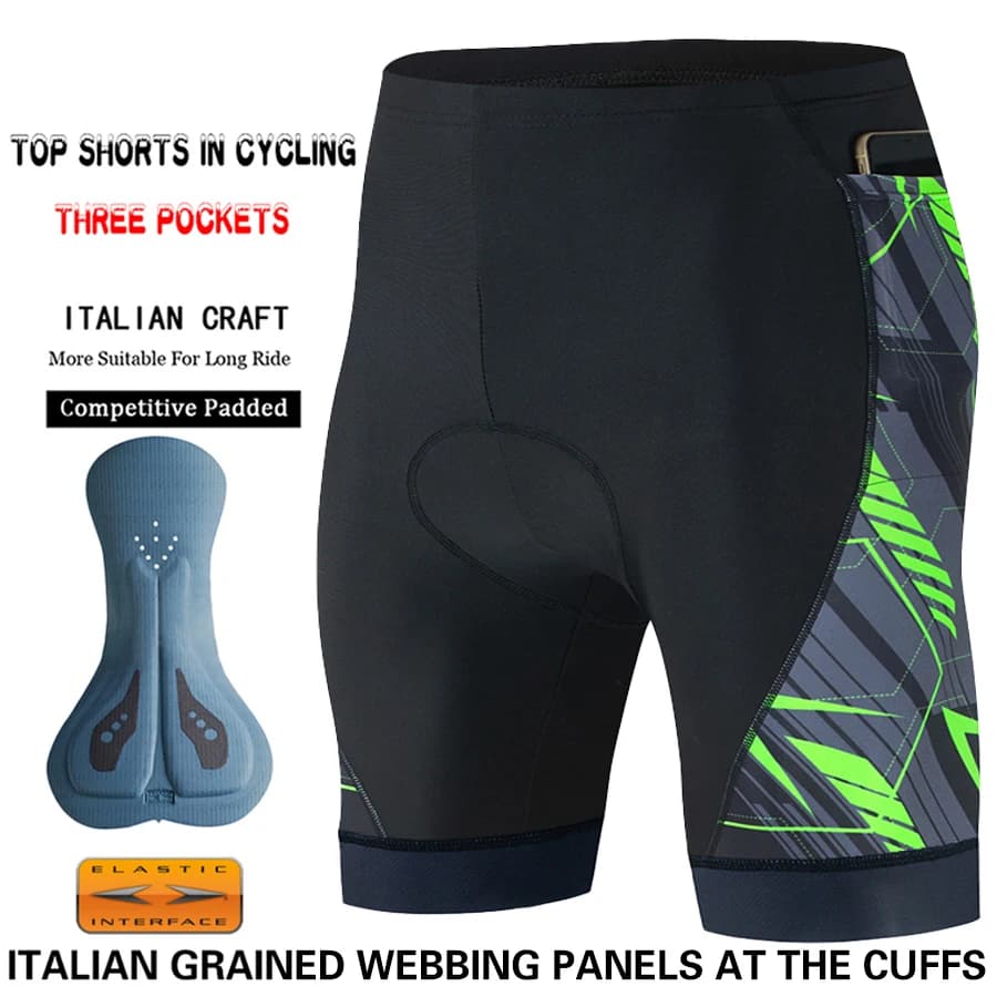 Men's cycling shorts with 3 pockets MTB mountain bike pants Cycling pants Complete with padding Long distance men's shorts 6 hours