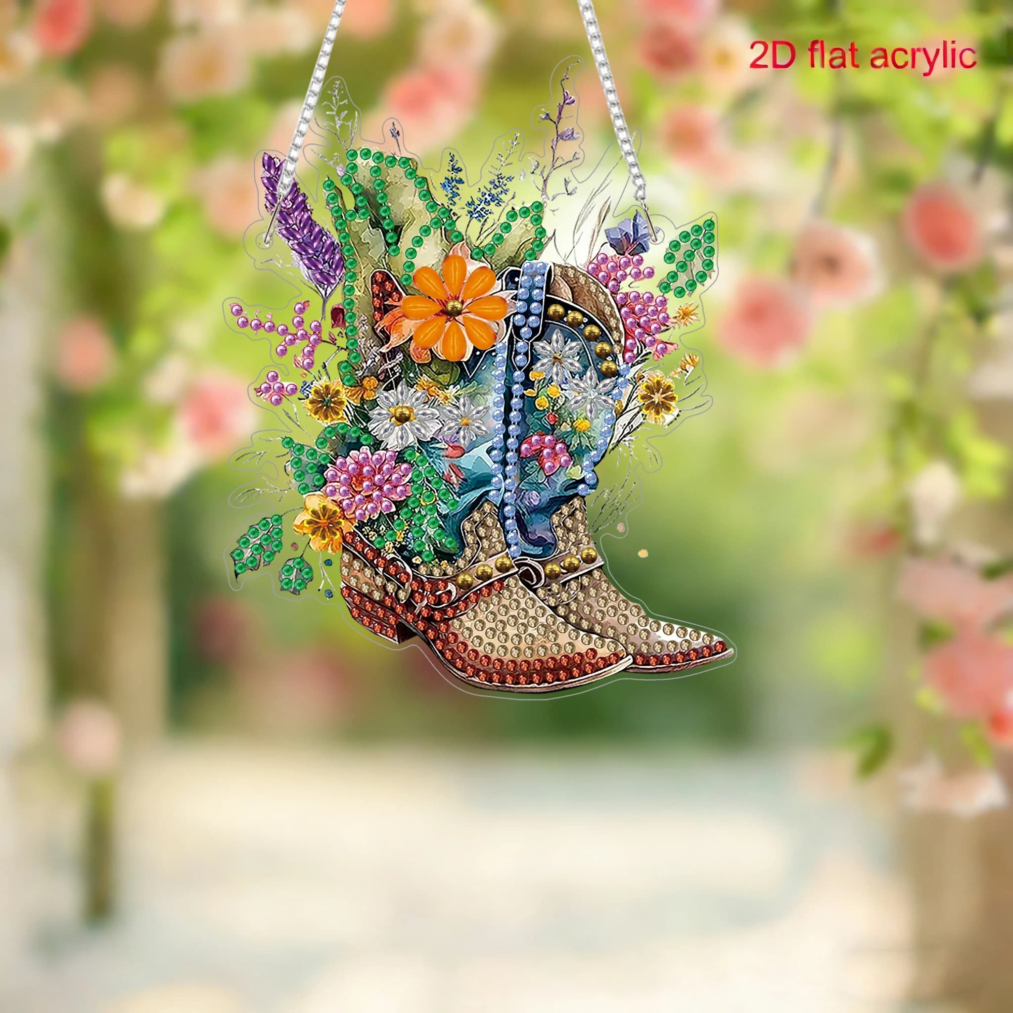 2D flat flower shoe pattern pendant, diamond painting kit DIY round and irregular diamonds - handmade artworks for home and bedr