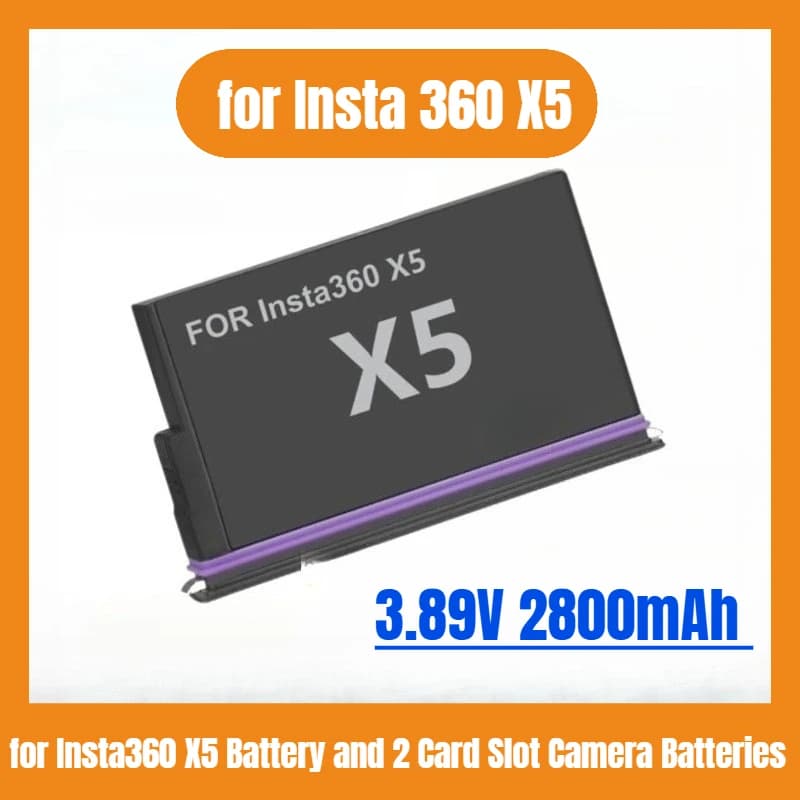 3.89 V 2800 mAh rechargeable battery for Insta 360 X5 accessory for Insta360 X5 battery and PD charger with 2 card slot
