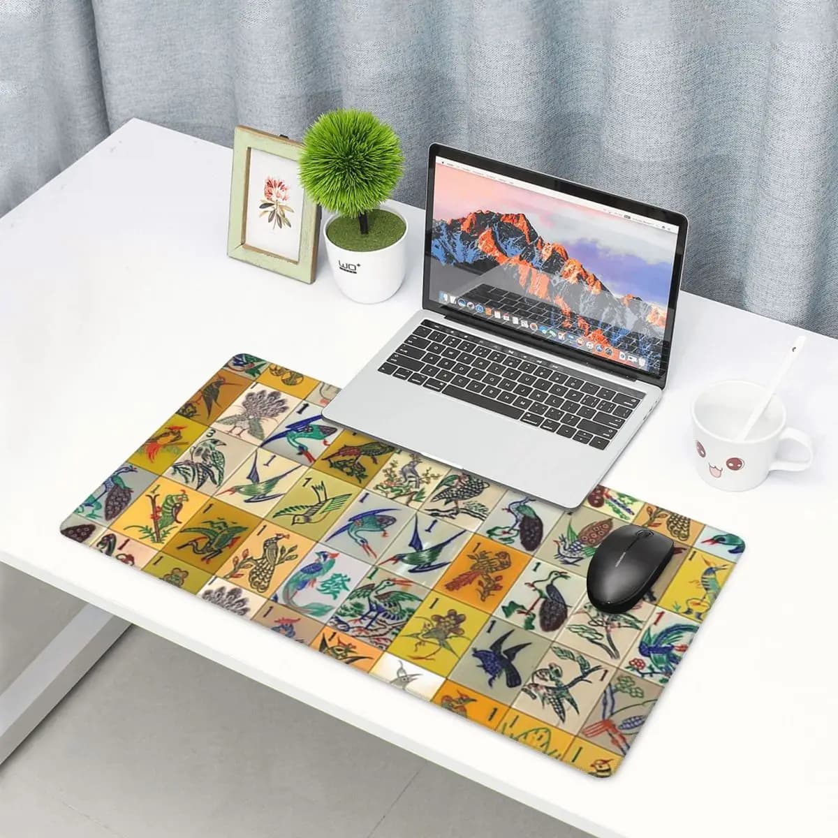 Tappetino per Mouse Grande con Motivo Mahjong, Accessorio per PC, Laptop, Tastiera, Ufficio e Gaming