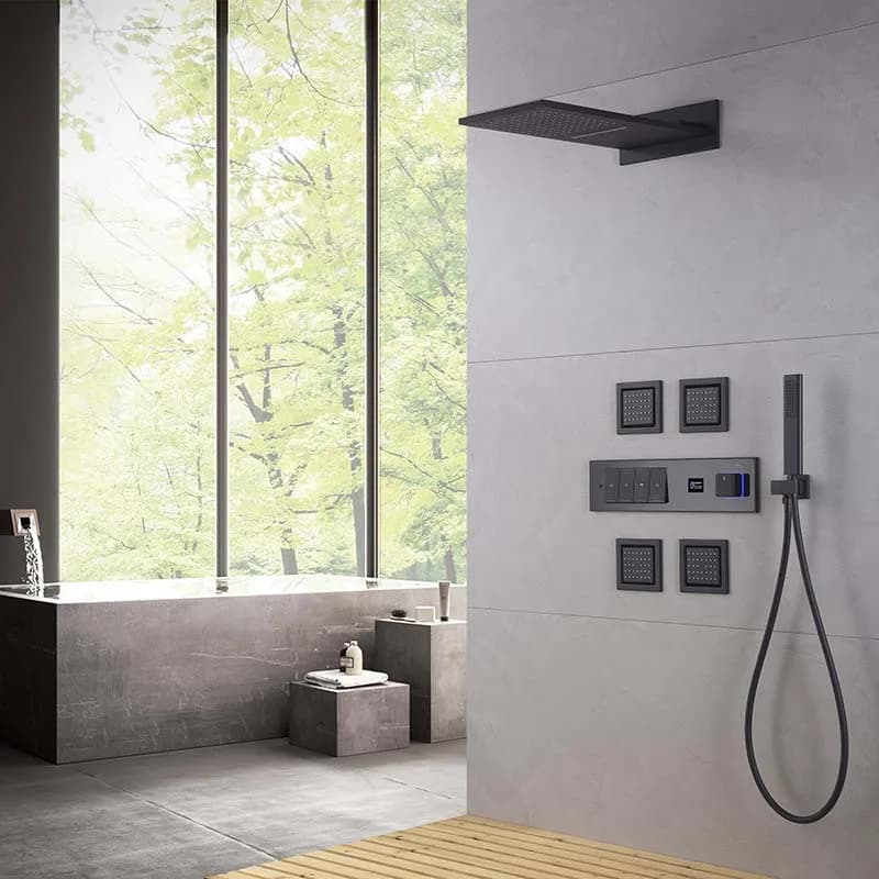 Completely brass luxury shower set Minimalist wall mounted thermostatic mixer