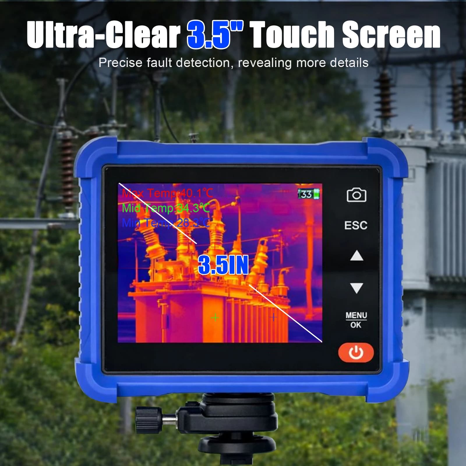 Termocamera Portatile 953A 256x192 25Hz con Schermo Touch da 3.5 Pollici, WiFi e Tracciamento Punti Caldi/Freddi