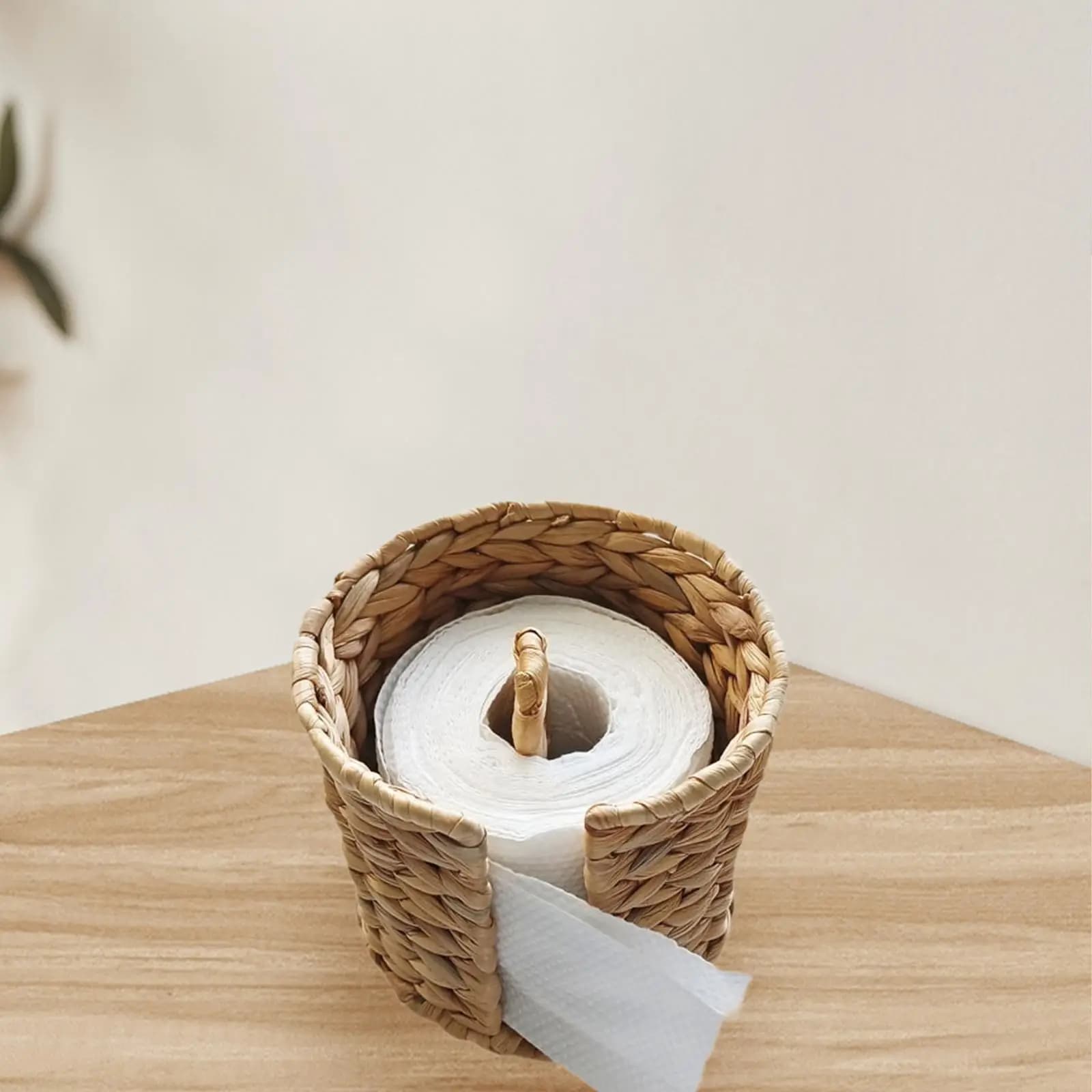 Wicker Toilet Paper Storage Stand Brown Boho Basket Decorative Toilet Tissue Holder for Restroom Organizer