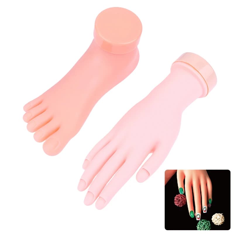 Nail Art Training Practice Hand Silicone Fake Hand Foot For Nail Art Training Display Manicure Tool