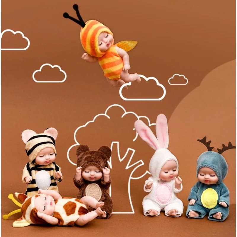 1 pz Kawaii 12 cm Simulazione Rinascita Bambole Giocattolo Mini Carino Dormire Baby Serie Bambola Animale Del Fumetto Giocattolo per I Bambini Regalo Di Compleanno