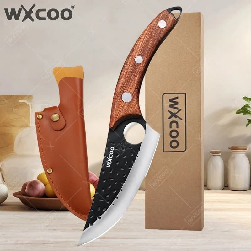 Coltello da Macellaio WXCOO Forgiato, Utensile da Cucina per Chef, Coltello Giapponese per Disossare, Tagliare Carne e Pesce