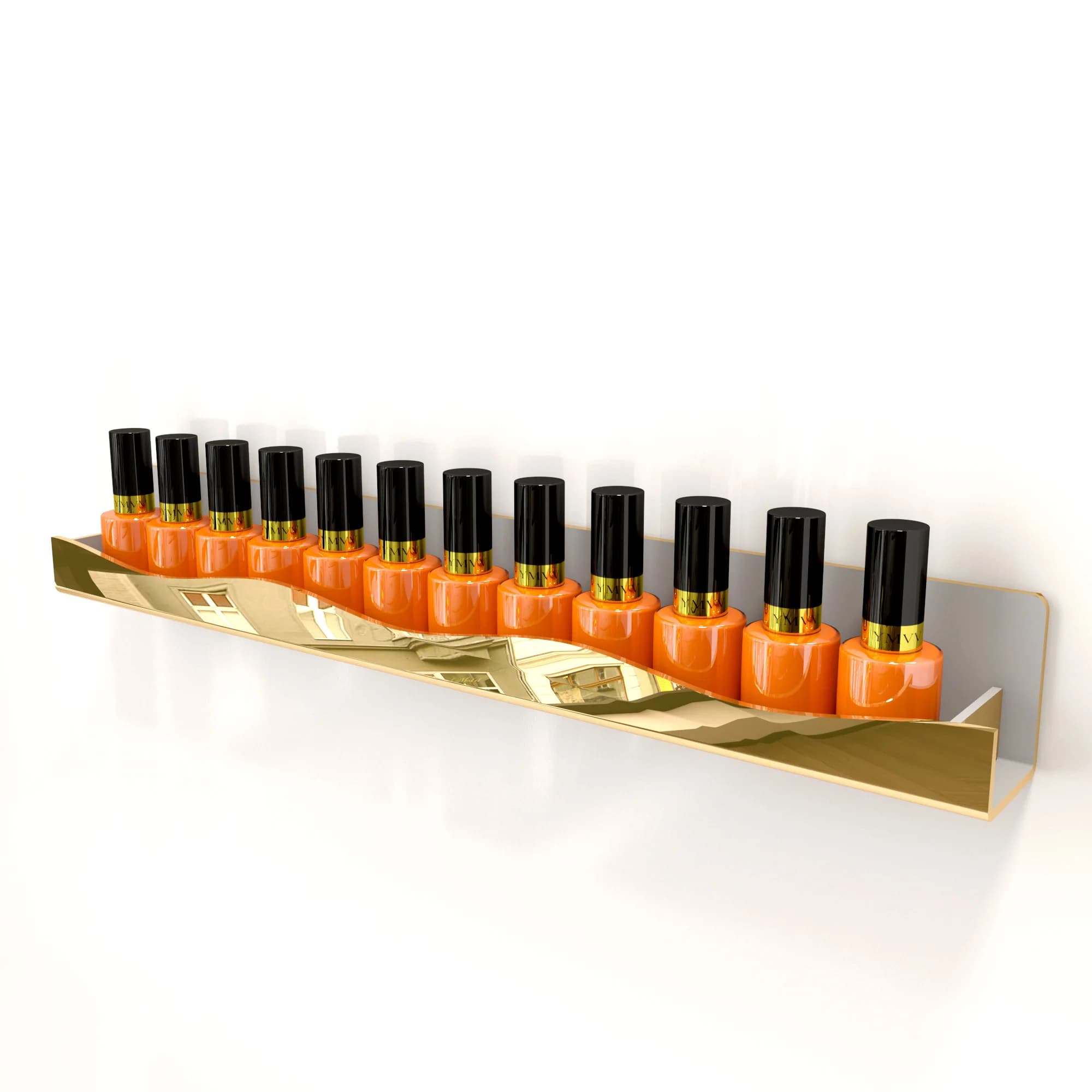 1 wall mounting shelf for 15 inch enamel door for PC, golden acrylic nail supplies for nail technology, great display