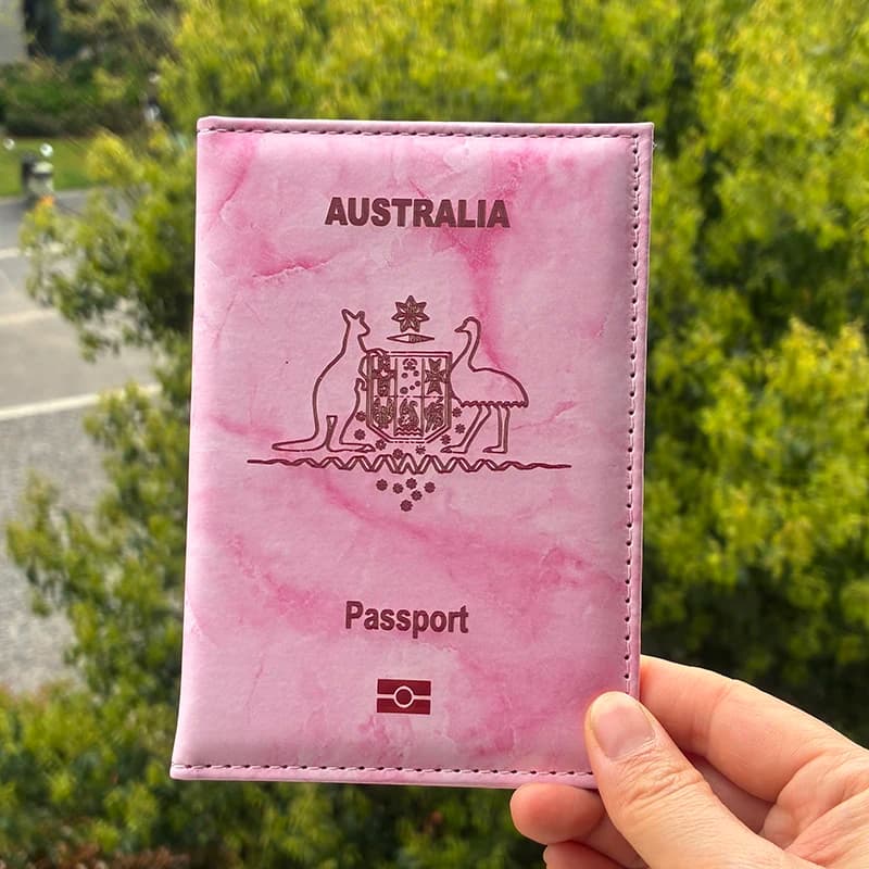 Porta Passaporto Australia in Pelle PU con Motivo Marmorizzato, Custodia da Viaggio per Documenti, Organizer per Passaporto
