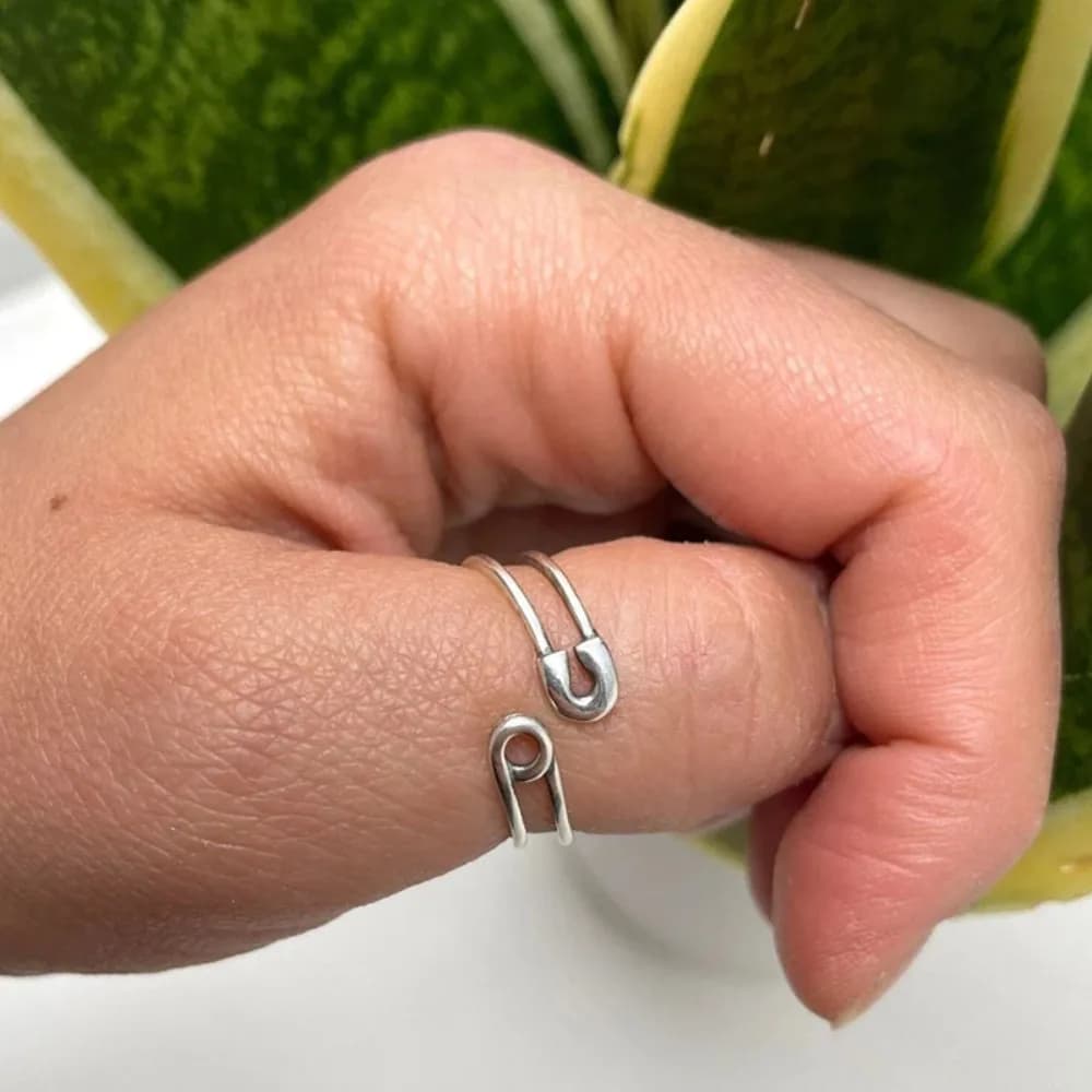Anello da balia regolabile con spilla da balia, stile Boho elegante, regalo per le vacanze di Natale, gioielli per feste per tutte le stagioni