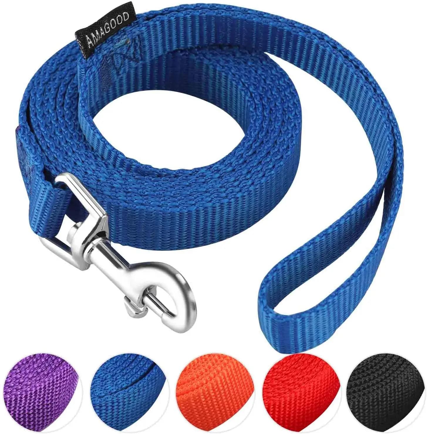 Guinzaglio per cani da 6FT con gancio facile da usare, stile tradizionale robusto per animali domestici di taglia piccola, media e grande, blu, larghezza 5/8 di pollice