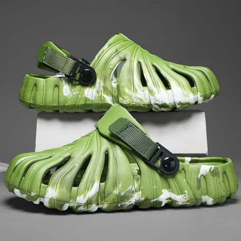 Women's Summer Slippers Men's Sandals With Mimetic Leaves Outdoor Creative Beach Shoes Lovers Casual Home Slides Mocassini Infradito