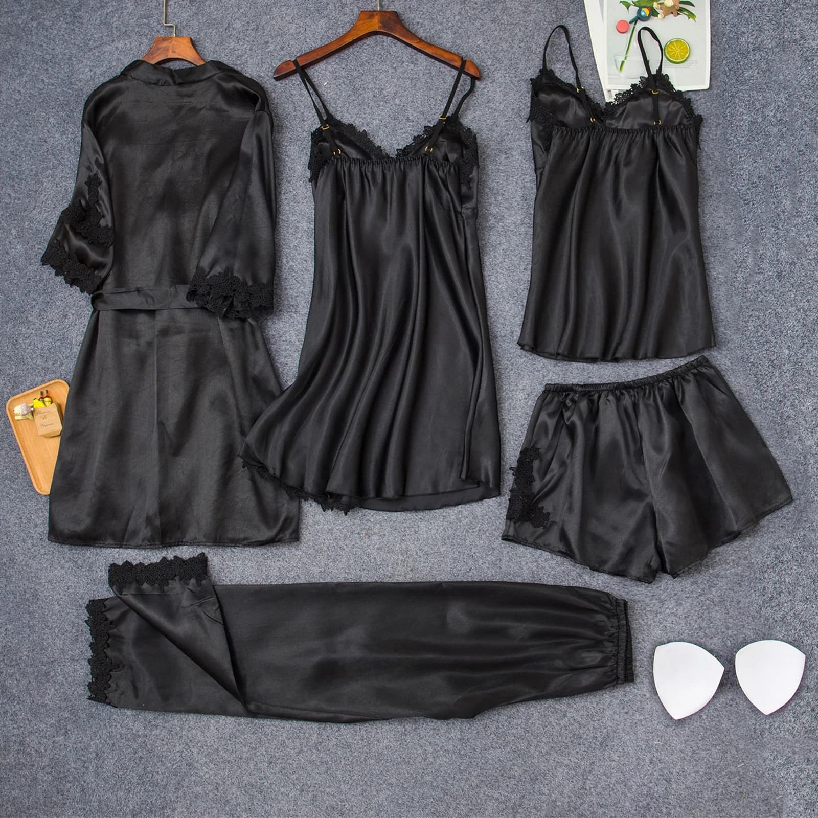 Indumenti da notte da donna in seta di ghiaccio Abiti per la casa a maniche lunghe Accappatoio sottile Senza maniche Canotta Camicia da notte Pantaloni Pantaloncini Vestiti