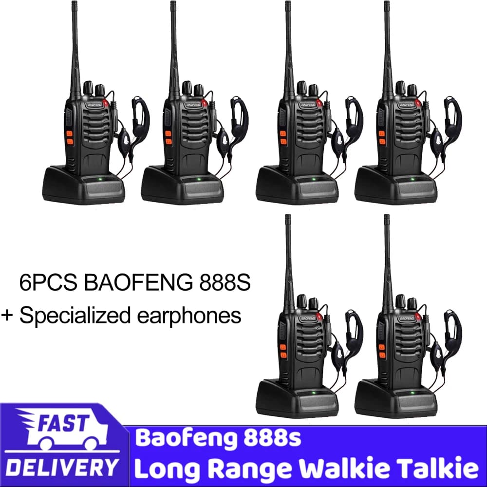 6PACK BAOFENG 888S Walkie Talkie a lungo raggio UHF 400 - 470 MHz 16CH Radio bidirezionali per uso professionale