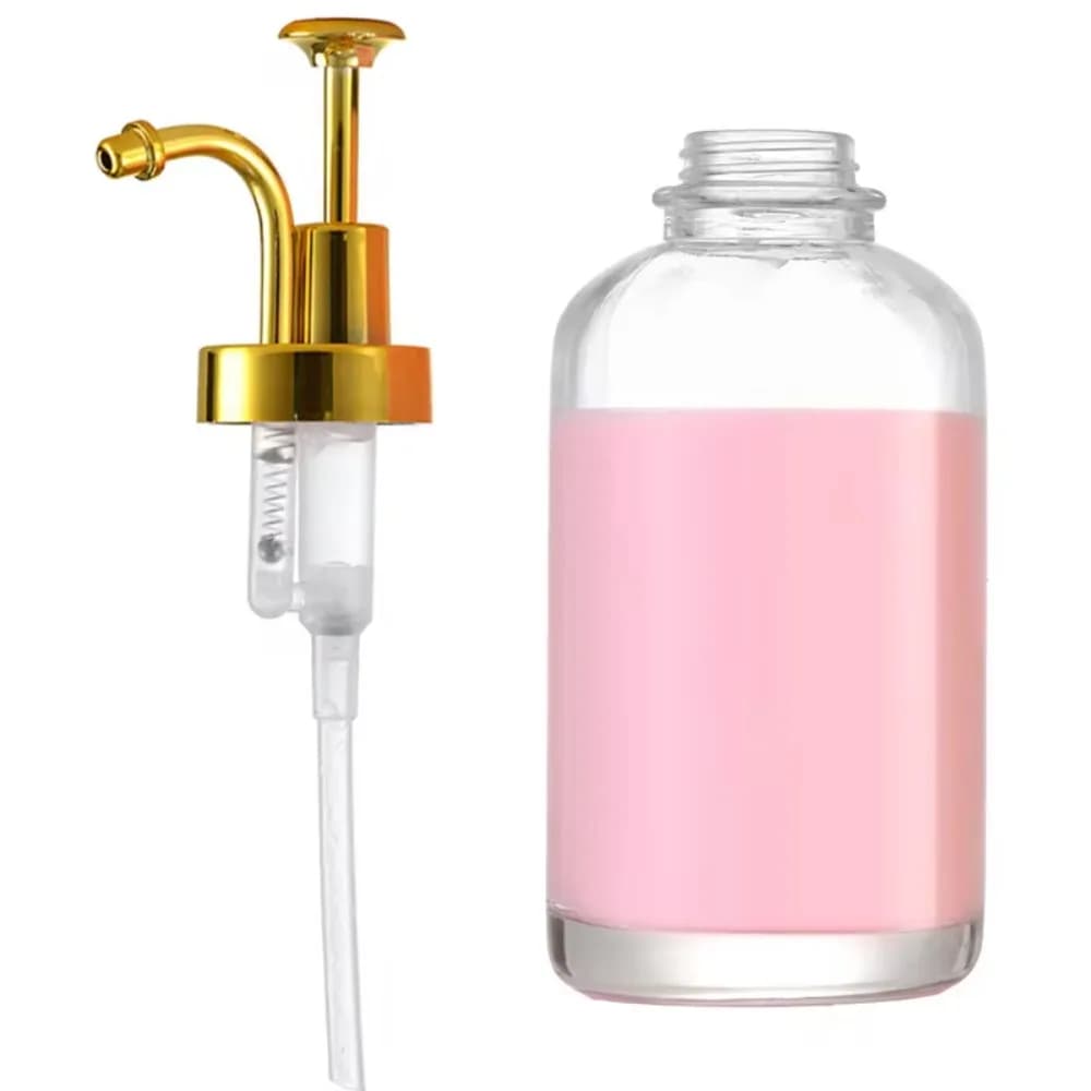 New 500ml Glass Soap Dispensers Portable Clear Hand Soap Dispenser Fillable Upgraded Pump Coffee Syrup Dispenser