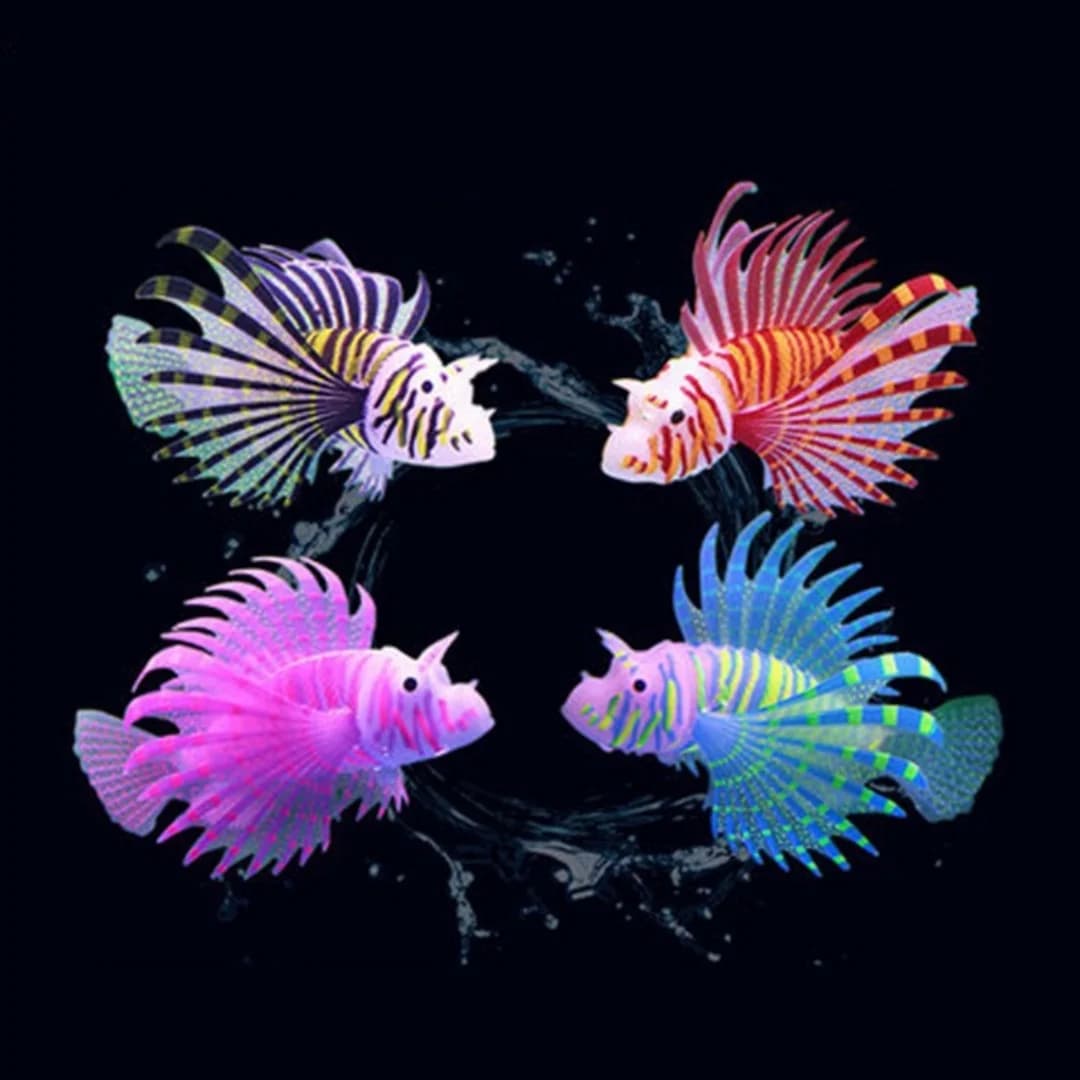 Aquarium Artificial Luminous Lionfish Fish Silicone Fake Fish Floating Glow In Dark Fish Tank Landscape Ornament Home Decoration