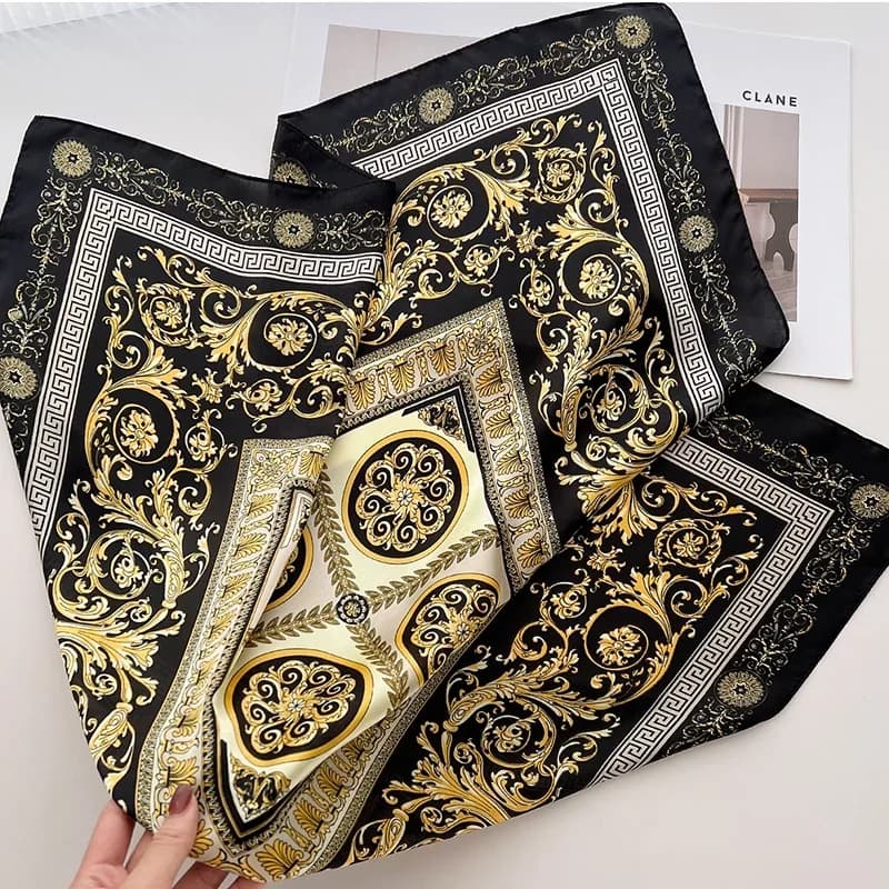 Sciarpa da collo di marca di lusso Sciarpa di seta per le donne Fasce per capelli di design Foulard quadrato in raso Nastro Scialle da polso per donna