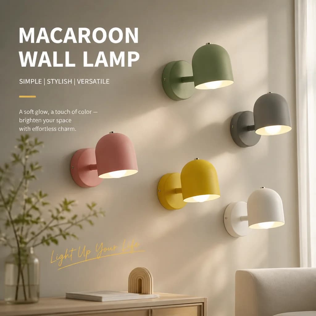Room Wall Lights Wall Decor Nordic Bedside Wall Lamps Macaroon Steering Head Wood Hanging Sconce Living/Bedroom Reading Lighting