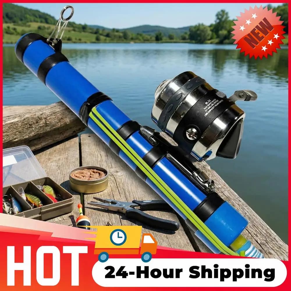 Catch fishing rod, portable extendable equipment for launching fish baits, robust and lightweight, fishing rod with fishing reel with catapult