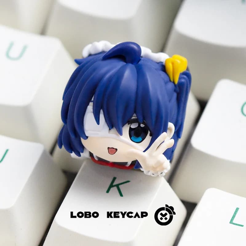 Keycap Lobo Rikka Takanashi Anime, singolo, in resina 3D, ragazza carina, decorazione per tastiera meccanica, ricambio per tastiera, regali