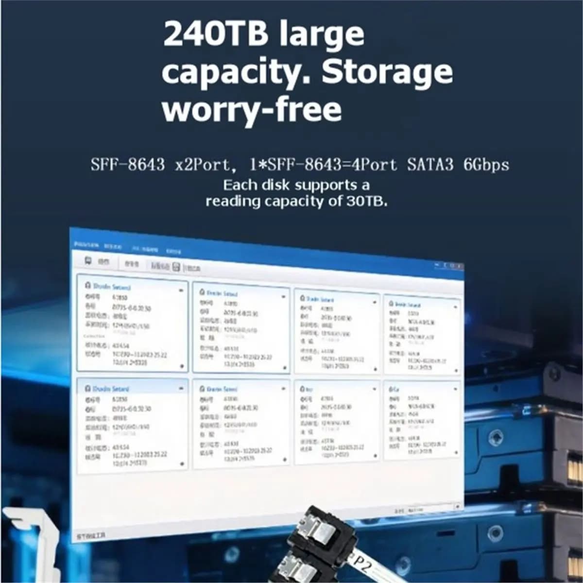 NEW FACTORY~PCIe to 2 Port SFF-8643 Expansion Card SATA 3.0 6Gbps Controller Adapter Support 30TB No Bifurcation PH5083 Half Hei