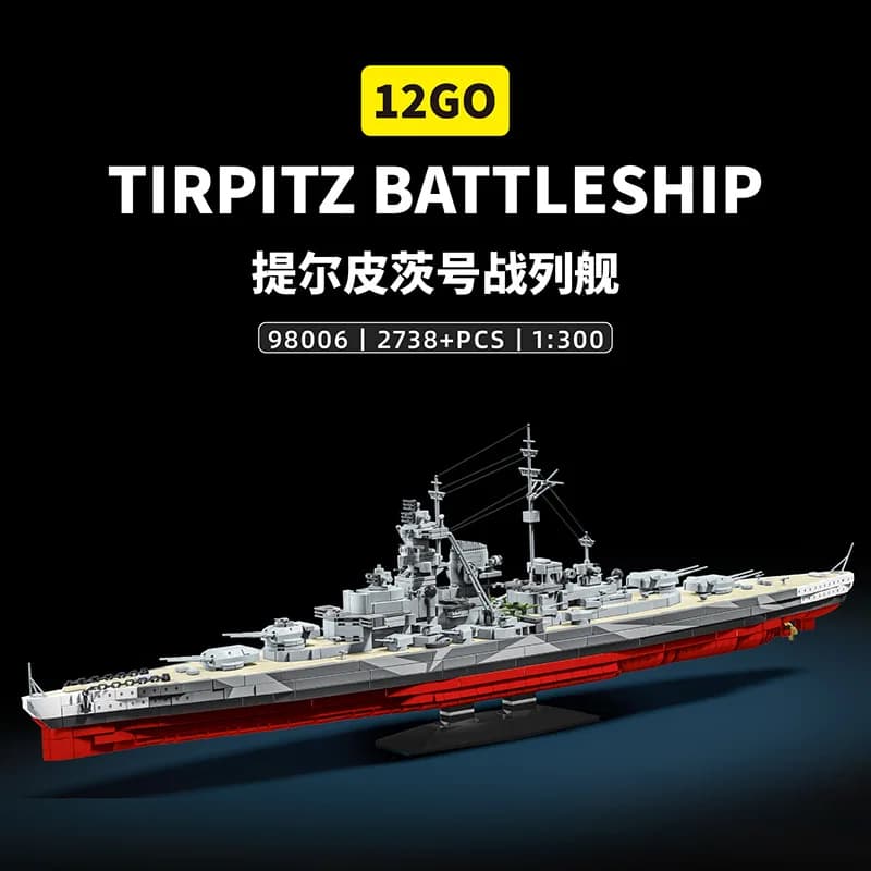Grandi navi da guerra TIRPITZ da 33 pollici Building Blocks Toy WWII 1:300 Corazzata militare Serie MOC Barca Mattoni Giocattoli per ragazzi Regali per adulti