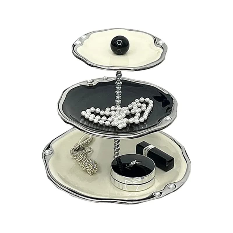 PYH Piatto per Frutta in Ceramica Multistrato, Piatto per Snack di Lusso per Casa, Piatto Decorativo per Frutta Secca