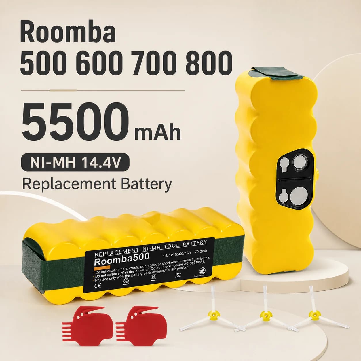 14.4V 6000mAh Rechargeable Battery for iRobot Roomba 500 600 700 800 Series Vacuum Cleaner Replacement