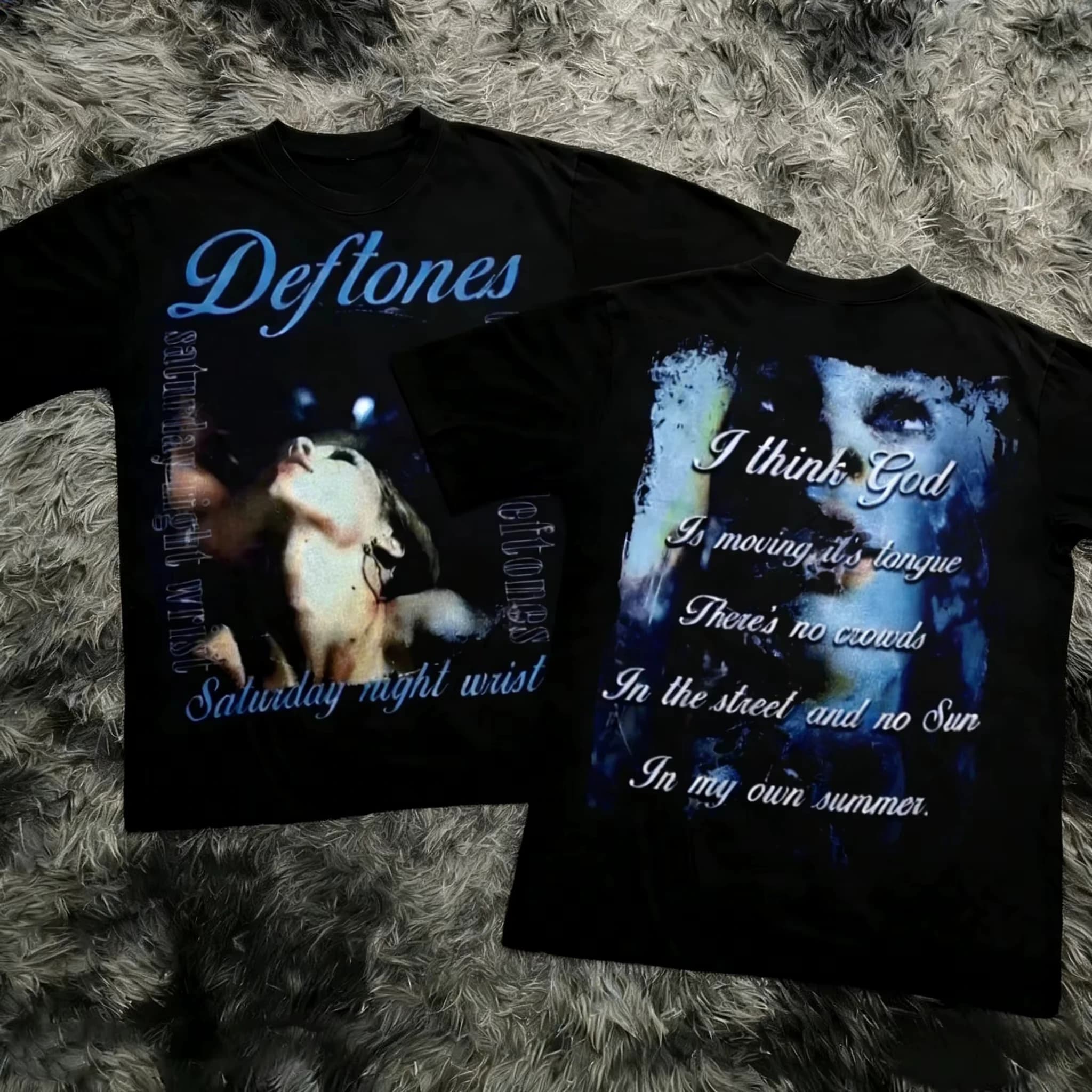 Vintage Deftones T Shirt Saturday Night Wrist Metal Band Tee Graphic Print Hip-hop Rock Short-sleeved Men Women Round-neck Tops