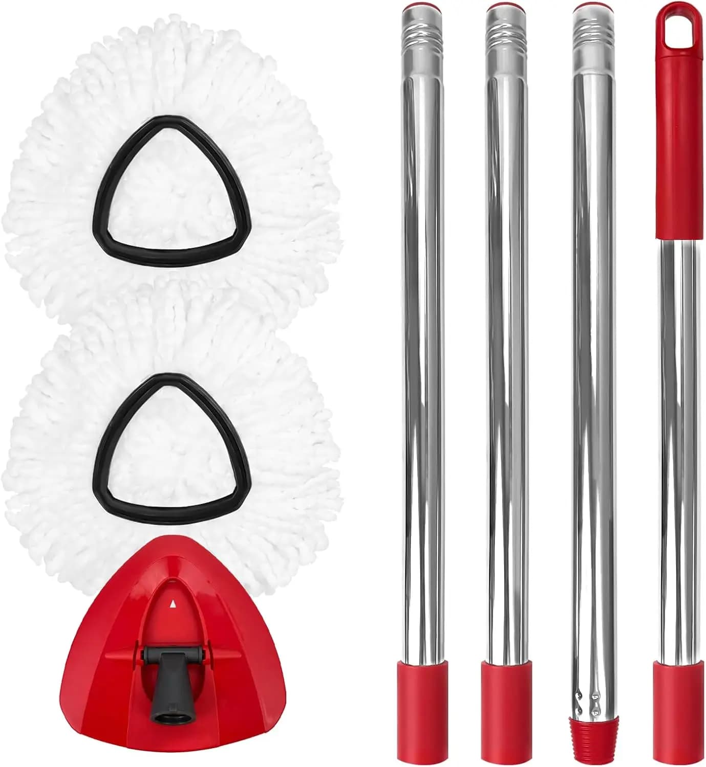 Set di ricambio per Spin Mop per sistema EasyWring a 1 serbatoio, 2 testine in microfibra, manico regolabile da 30 a 58 pollici, base rotante, lavabile