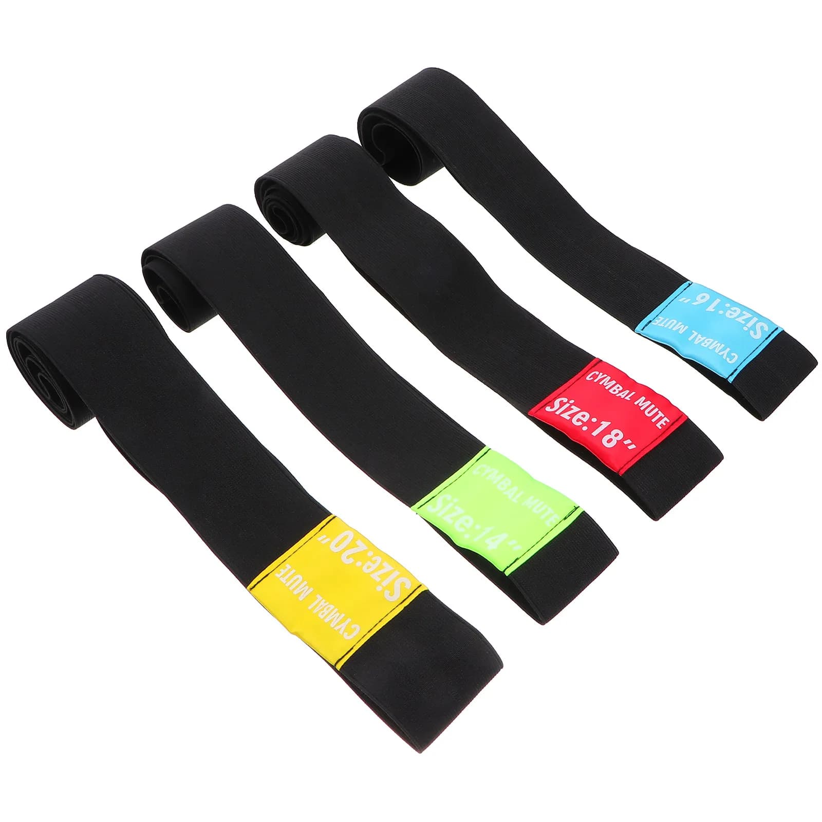 Set di 4 Pad Silenziatori per Piatti da Batteria, Cinghie Elastiche Antirumore per Pratica, Diametri 14, 16, 18, 20 Pollici, Accessori Professionali per Batteria