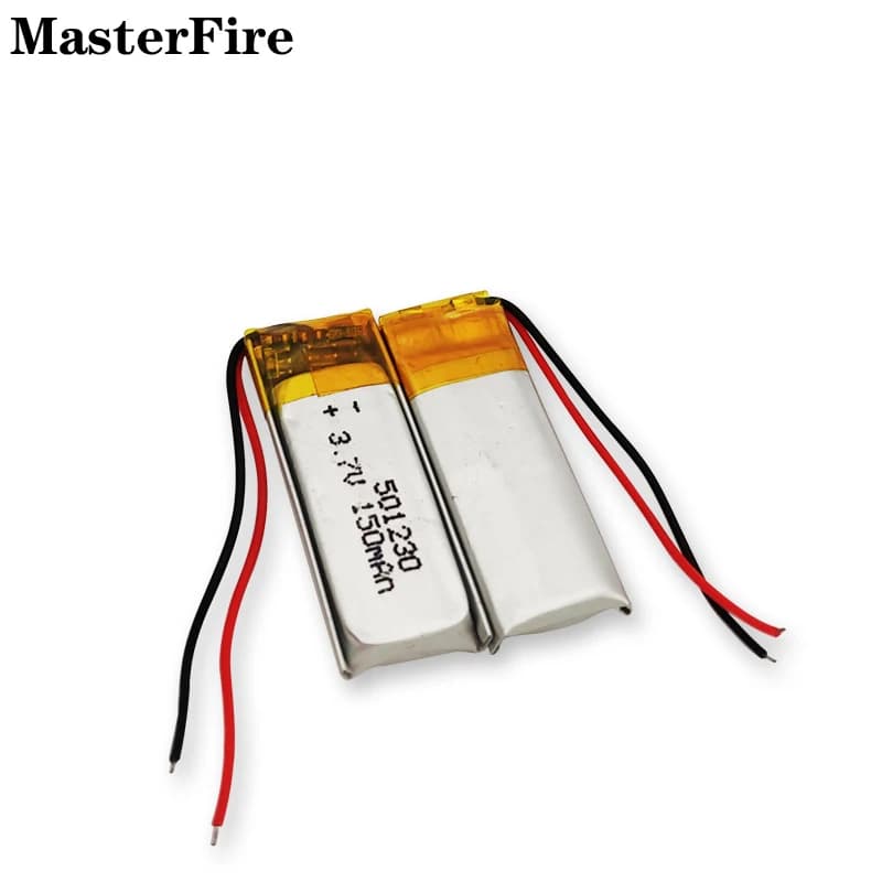 Batteria ai polimeri di litio ricaricabile all'ingrosso 501230 3.7V 150mAh per altoparlante Bluetooth, selfie stick, console di gioco, lampada da tavolo