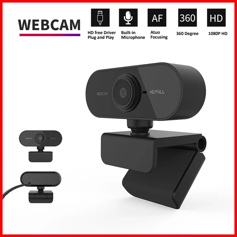 Mini webcam HD 1080P with microphone, USB interface supports laptop, suitable for live video conferencing