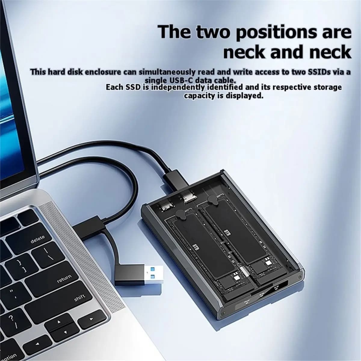■★New Arrival Fashion Dual Bay M.2 NVMe SSD Enclosure 10Gbps USB C External Hard Drive Dock Case 16TB Expansion Aluminum Enclos
