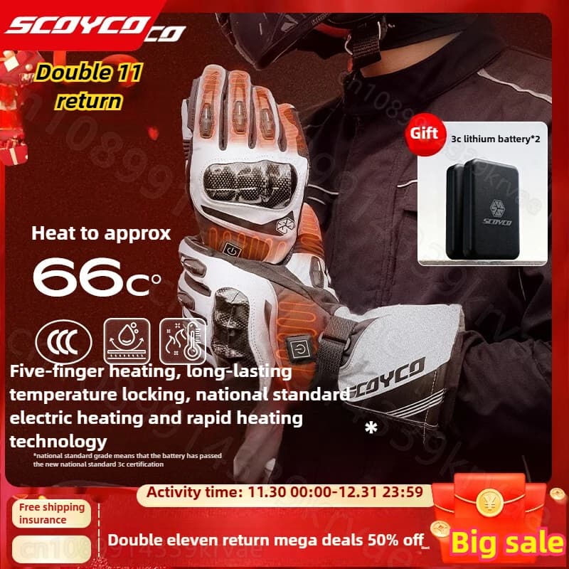 Guanti riscaldanti elettrici per moto da equitazione in fibra di carbonio parabrezza caldo invernale impermeabile da corsa moto da viaggio uomo donna