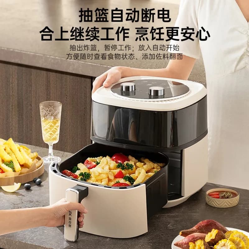 Friggitrice ad aria con funzione cottura a vapore, senza bisogno di girare, visibile, per uso domestico, 10L, multifunzione intelligente, a basso contenuto di grassi, per cottura morbida e fritture.