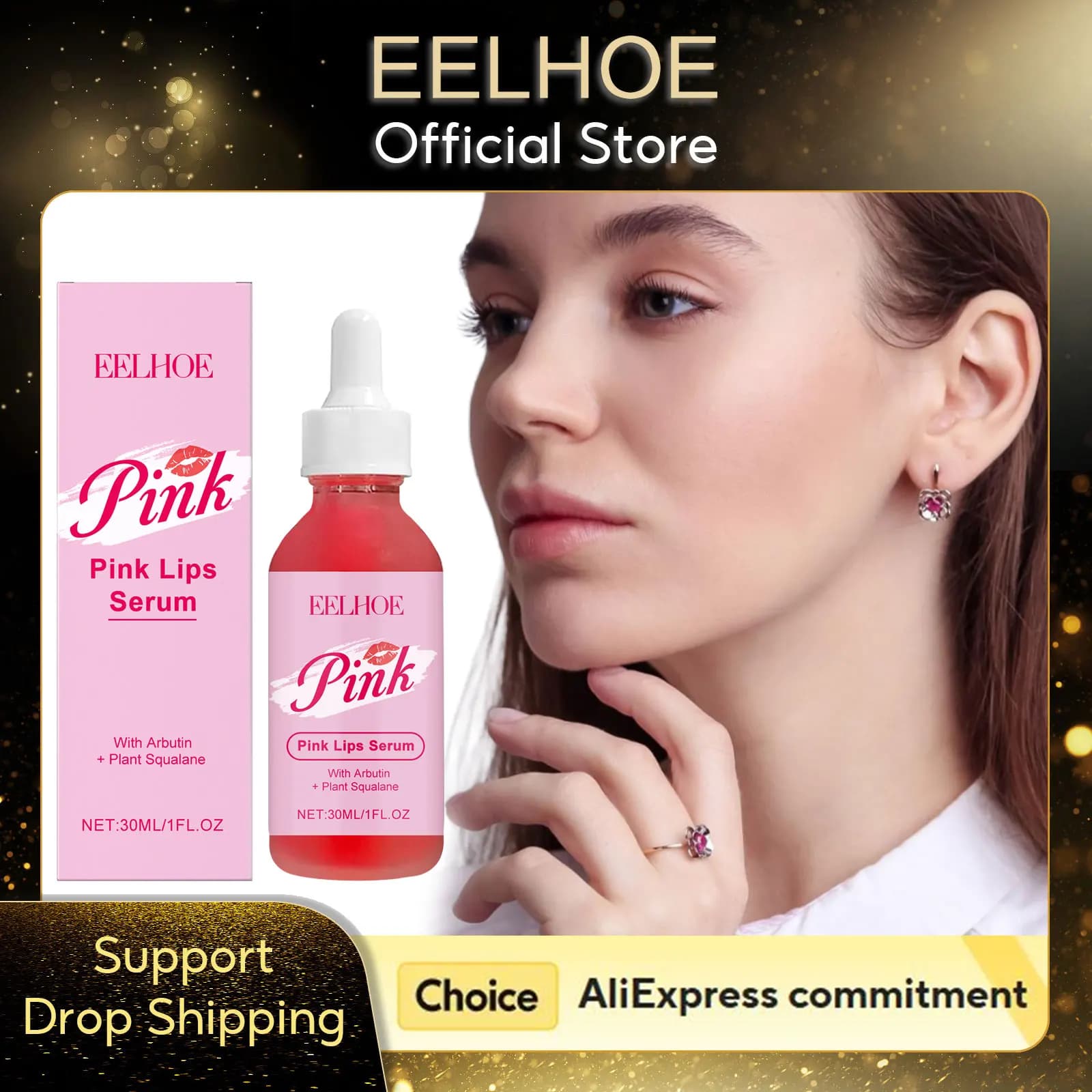 EELHOE Siero per labbra rosa Schiarente per labbra scure Rimozione della melanina Riparazione Schiarente per labbra Idratante Siero schiarente per labbra 30ml