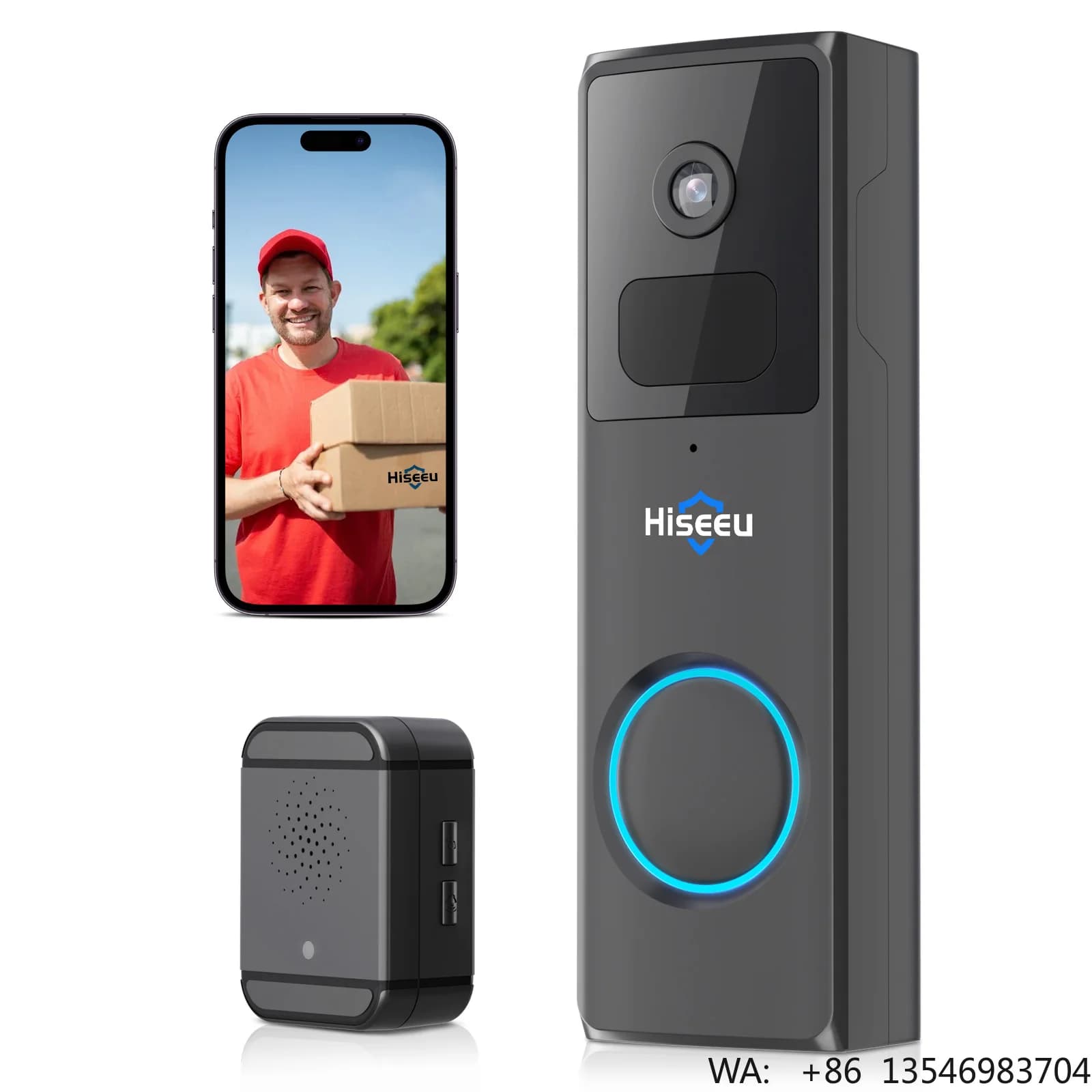 Hiseeu Videocitofono WiFi 1080P per Casa, Telecamera di Sicurezza con Controllo Remoto da Smartphone