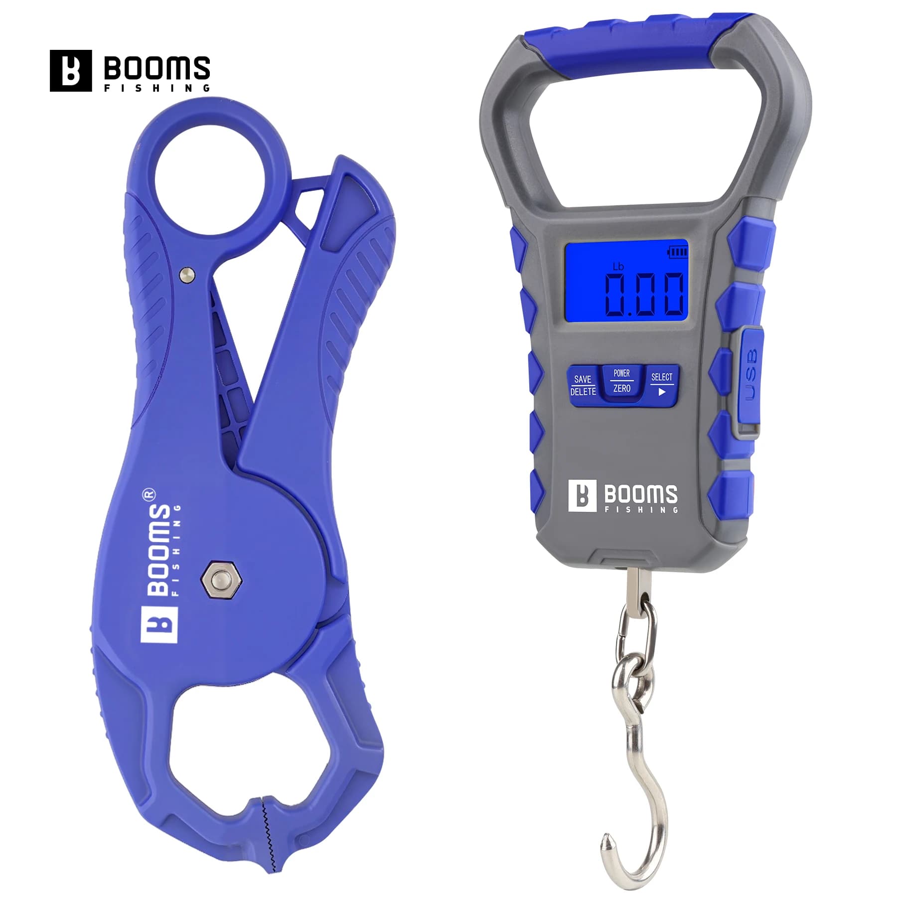 Booms Fishing Small Fish Gripper LCD con digitale ricaricabile 65LB/30KG Bilancia da pesca Bilancia portatile Set di strumenti da pesca
