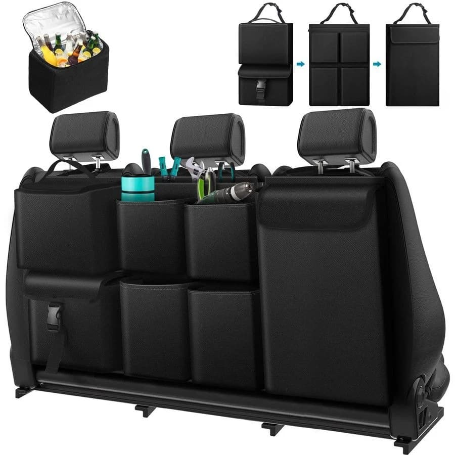 Organizer per Bagagliaio Auto con Vano Refrigerante, Grandi Tasche, Cerniere, Organizzatore Staccabile per Sedile Posteriore, Impermeabile, per Jeep, S