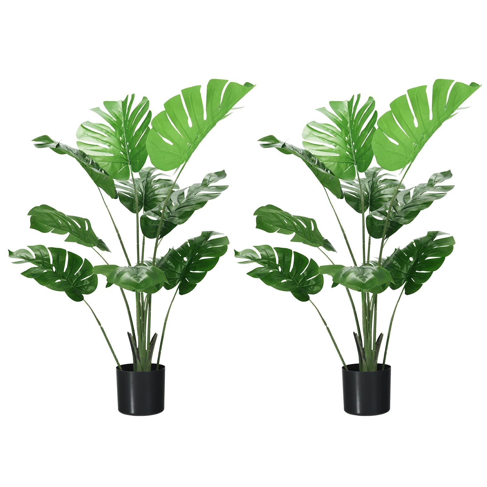 Pack of 2 artificial plants Monstera Deliciosa Tree 4 feet with pot filled with concrete