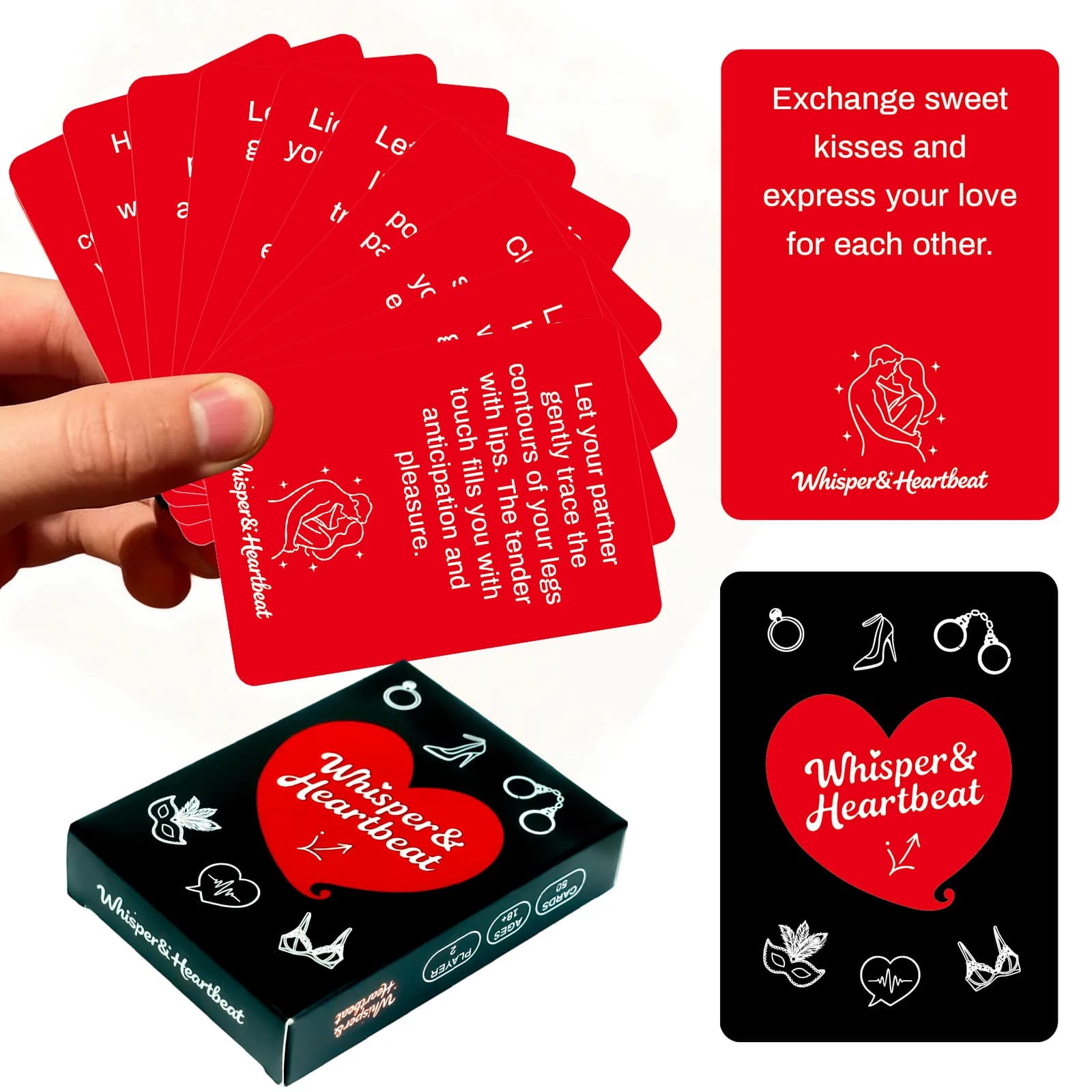 Set di 50 Carte per Gioco Alcolico di Coppia, Carte Sfida 8,9x6,4 cm, Perfette per Serate Romantiche, Divertimento in Camera da Letto e Feste per Adulti