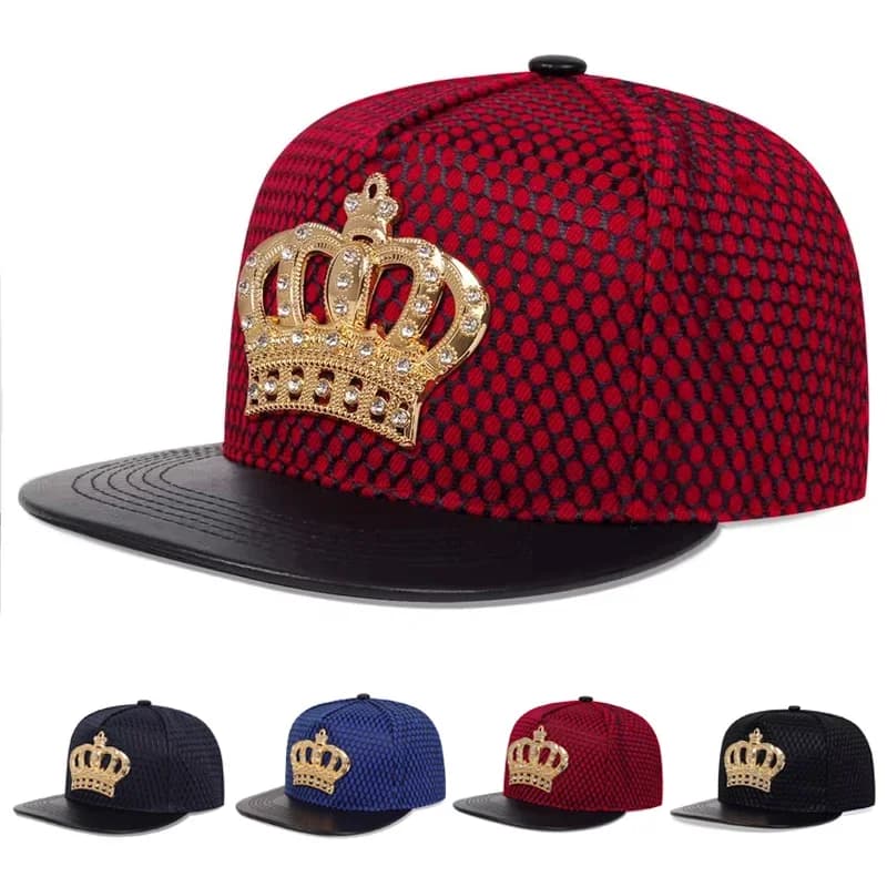 Cappelli Hip-hop Unisex con Etichetta Corona, Cappellini da Baseball Regolabili Casual Primavera Autunno, Cappello Parasole da Esterno