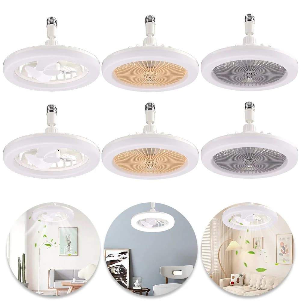 Ventilatore da Soffitto Moderno con Luce e Telecomando, Dimmerabile, E26/E27, Silenzioso, Lampada Ventilatore Sospesa per Arredamento Casa e Camera da Letto
