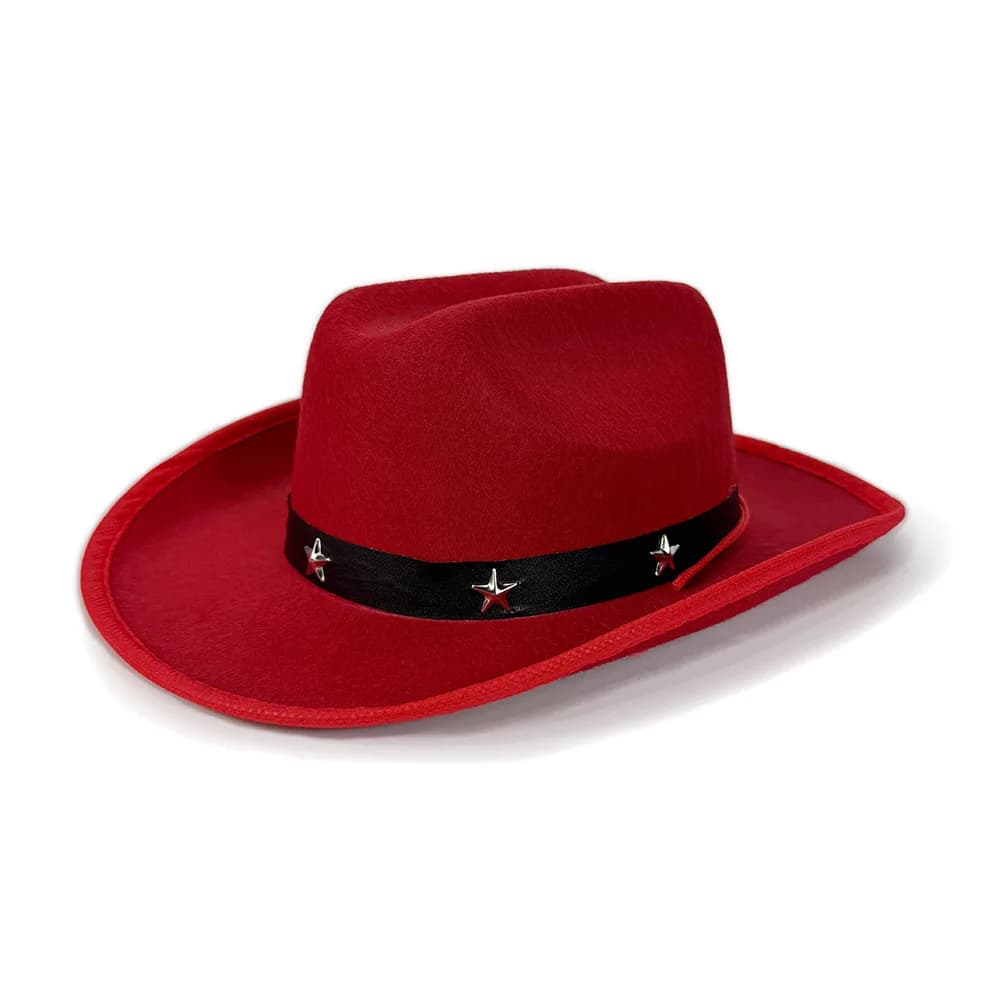 Pentagram Studded Western Cowboy Hat for Children Pink Star Studded Belt Rider Top Hat for Boys And Girls Carnival Party