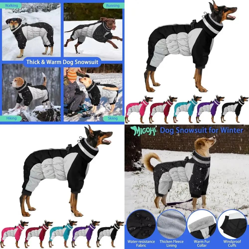 Cappotto Invernale Riflettente per Cani di Taglia Grande con Imbracatura - Foderato in Pile, Antivento con Cerniera per Cani da Piccola a 3XL